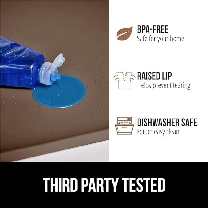 GORILLA GRIP Waterproof Silicone Under Sink Mat with Raised Lip for Kitchen and Bathroom, 31 x 22 in, Cabinet Shelf Liner Stay in Place Mats Dishwasher Safe Drawer Liner, Organizer Tray, Coffee - Image 4