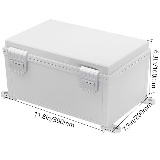 Zulkit Junction Box ABS Plastic Waterproof IP65 Electrical Boxes Hinged Shell Outdoor Universal Project Enclosure with Mounting Plate and Wall Brackets Grey 11.8x7.9x6.3 inch(300x200x160mm) - Image 2
