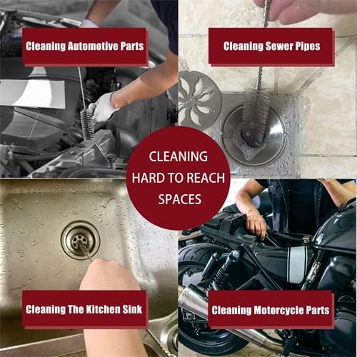 16 Inch Extra Long Pipe Cleaning Brush Set Stainless Steel Bristles, Stainless Steel Pipe Brush Steel Bottle Brush 8 Piece Variety Pack for Auto Parts, Bottles,Tubes, Etc. - Image 7
