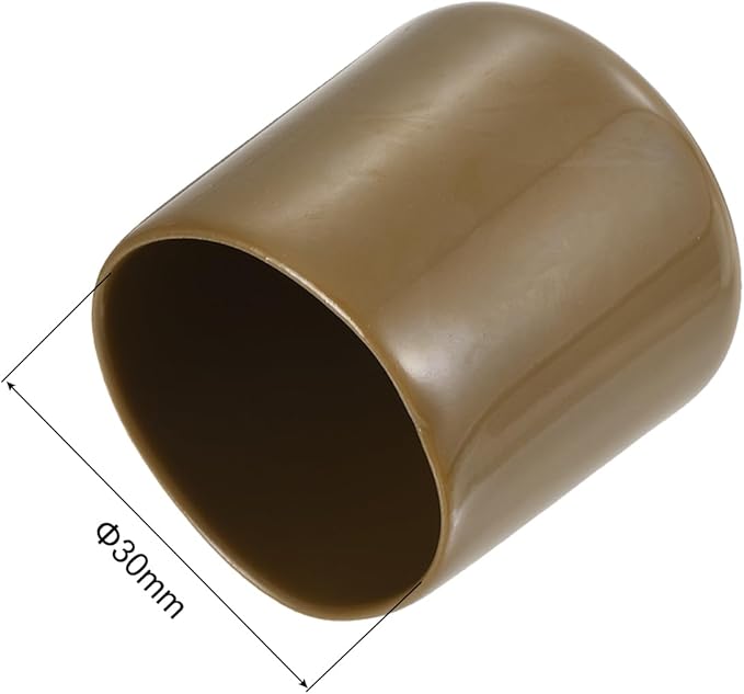 uxcell 20pcs Rubber End Caps 30mm(1 3/16") ID Vinyl PVC Round Tube Bolt Cap Cover Screw Thread Protectors Light Brown - Image 3