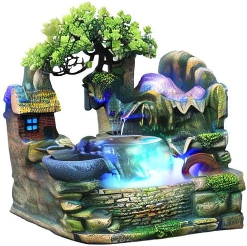 Tabletop Waterfall Fountain Humidifier with LED Light and Atomizer, Water Fountains Indoor Home Decor or est Festival Birthday Surprise for Boys, 14 Inch Desktop Small Mini Bonsai - Image 10