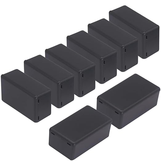 Zulkit 8Pcs Project Boxes ABS Plastic Electrical Project Case Power Junction Box Black 2.40 x 1.41 x 0.98 inch (61 x 36 x 25 mm) by Zulkit