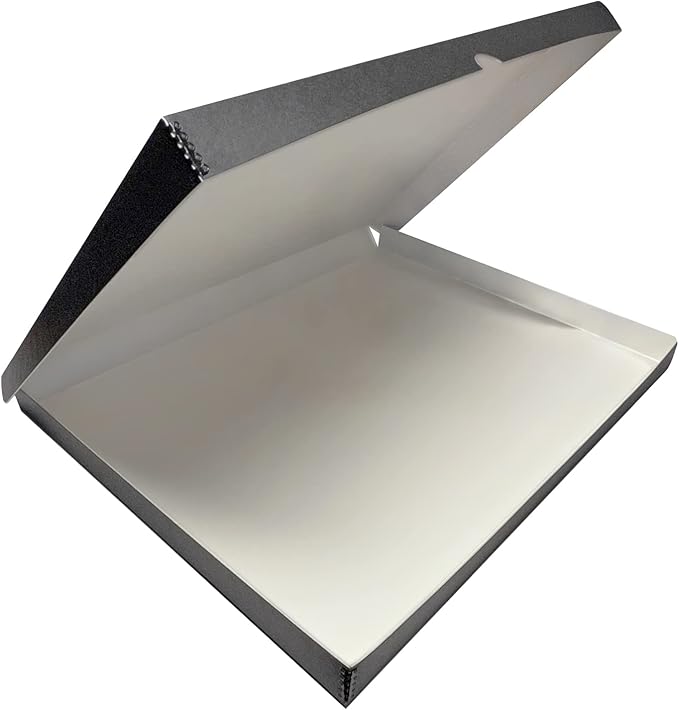 Lineco Archival Folio Storage Boxboard, Acid-Free with Metal Edges Boxboard, 11.5 X 14.5 X 1.75 Inches, Longevity Organize and Store Photos Documents Crafts Cards Magazines Prints DIY, Gray Exterior by Lineco