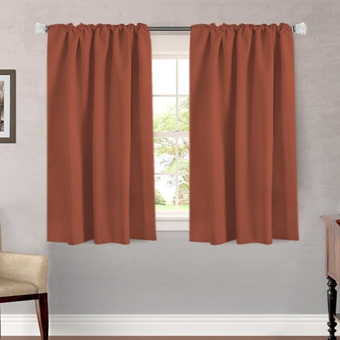 H.VERSAILTEX Blackout Curtains Thermal Insulated Window Treatment Panels Room Darkening Blackout Drapes for Living Room Back Tab/Rod Pocket Bedroom Draperies, 52 x 54 Inch, Orange, 2 Panels - Image 2