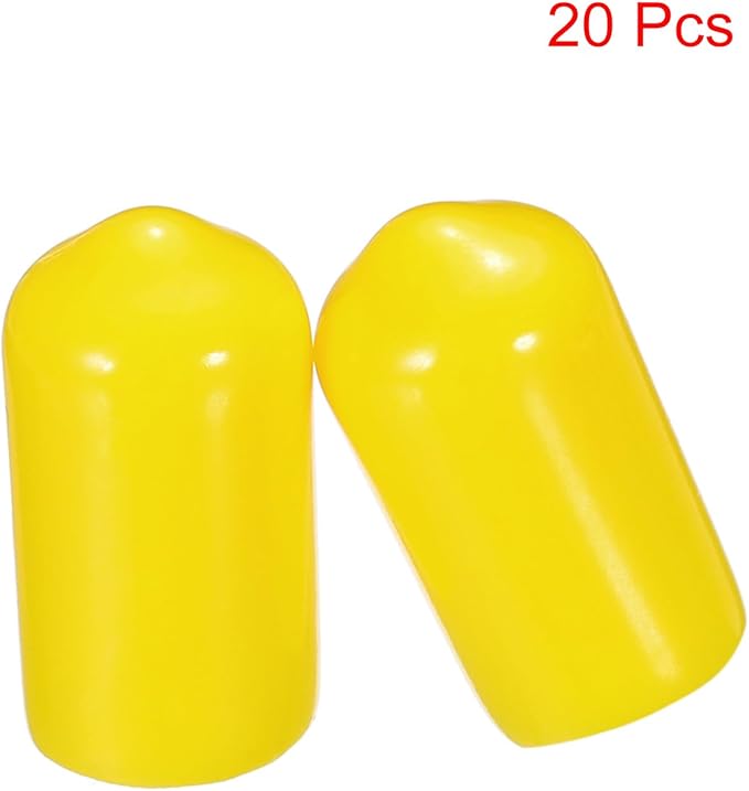 uxcell 20pcs Rubber End Caps 8mm(5/16") ID Vinyl PVC Round Tube Bolt Cap Cover Screw Thread Protectors Yellow - Image 2
