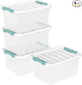 20 Quart Plastic Latching Storage Boxes, Clear Storage Box Bins with lids Set of 4 by Yarebest