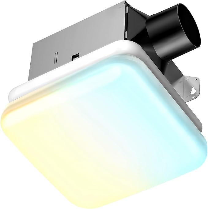 Consciot Bathroom Exhaust Fan with Light, 50 CFM, 1.0 Sone Super Quiet, 1000Lm LED Light, 2700K-5000K 5 Color Selectable & Nightlight, 16W Bath Fan Light Combo by Consciot