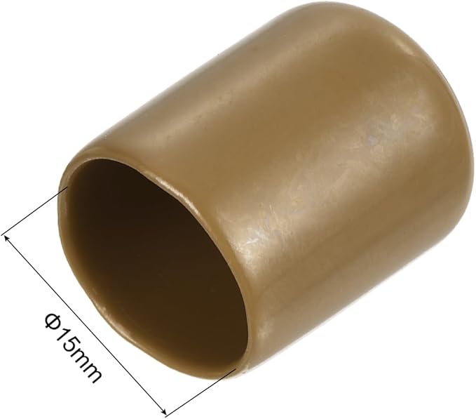 uxcell 20pcs Rubber End Caps 15mm(5/8") ID Vinyl PVC Round Tube Bolt Cap Cover Screw Thread Protectors Light Brown - Image 3