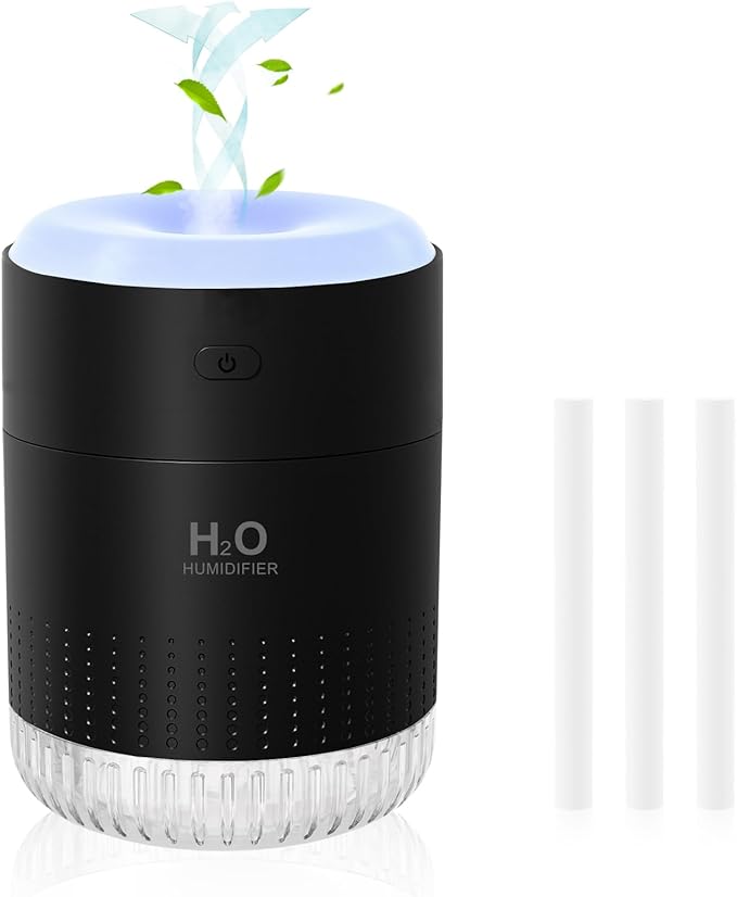 SZO Portable Mini Humidifier, 500ML USB Personal Cool Mist Humidifiers for Bedroom Office Travel Desk, Whisper Quiet 20dB with 2 Mist Modes & Auto Shut-Off, Small Desktop Humidifier（WSQ02 Black） by SZOLLC