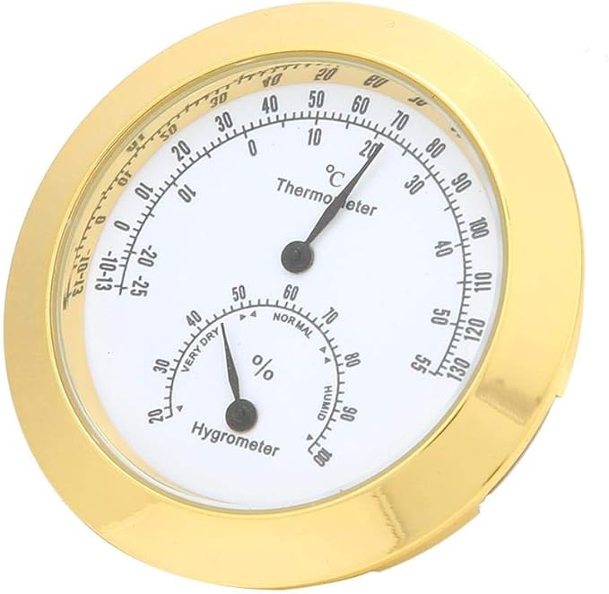 Tbest Guitar Analog Hygrometer,Round Alloy Digital Thermometer Hygrometer Humidity Temperature Meter for Violin Guitar Case for Indoor and Outdoor - Image 9