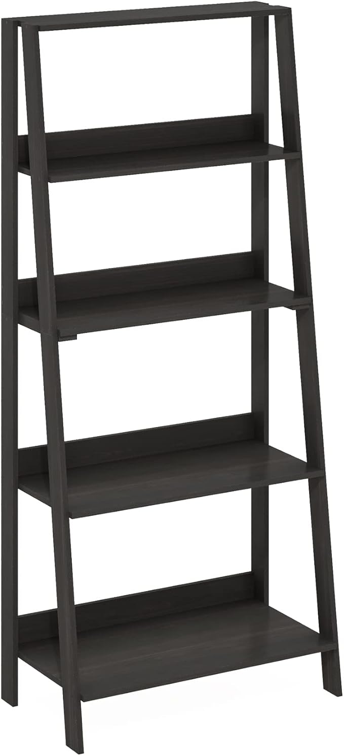 Furinno Ladder Book Shelf, 5-Tier Ladder Shelf, Bookshelf, Display Storage Shelves, 13 x 23.6 x 53.5, for Living Room, Home Office, Black Espresso - Image 6