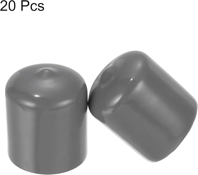 uxcell 20pcs Rubber End Caps 23mm ID Vinyl PVC Round Tube Bolt Cap Cover Screw Thread Protectors Dark Grey - Image 2