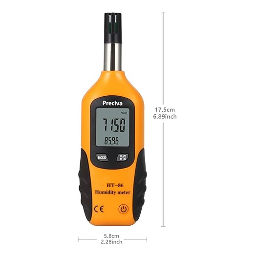 Preciva Digital Psychrometer Thermo-Hygrometer, LCD Mini Temperature and Humidity Meter with Dew Point and Wet Bulb Temperature Hygrometer for Industry, Agriculture, Meteorology (9V Battery Included) - Image 3