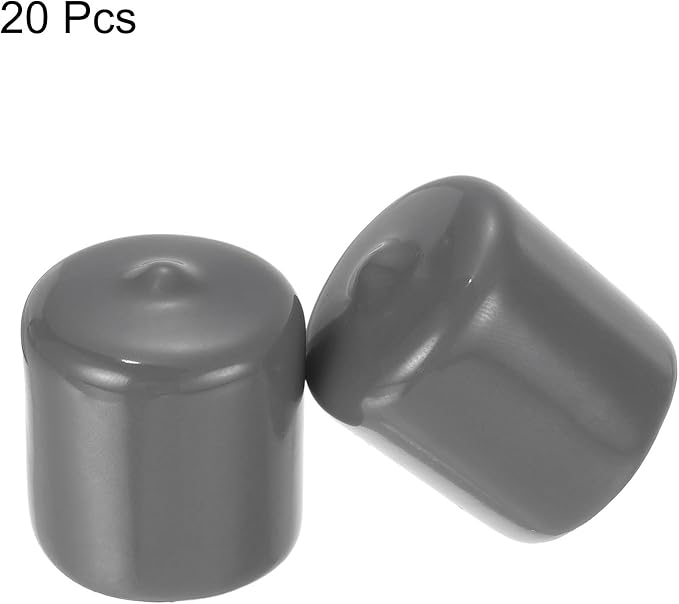 uxcell 20pcs Rubber End Caps 25mm(1") ID Vinyl PVC Round Tube Bolt Cap Cover Screw Thread Protectors Dark Grey - Image 2