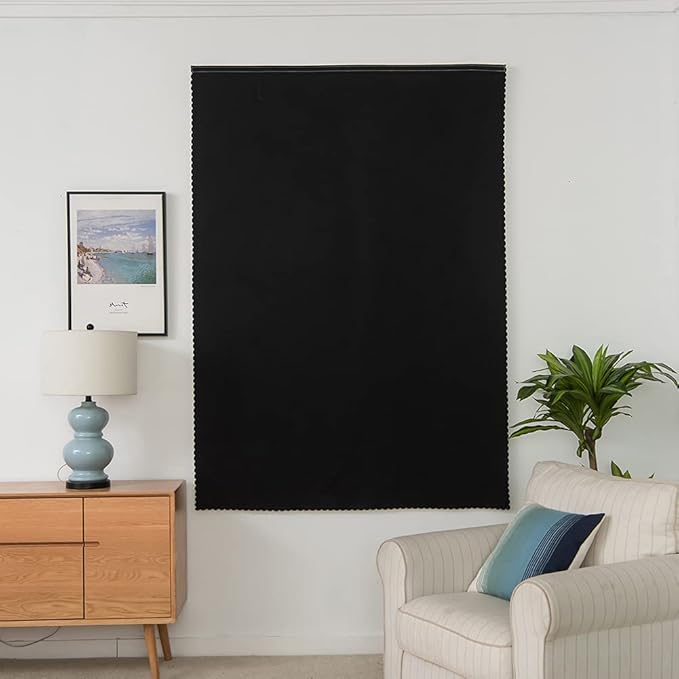 Paste Style Curtains for Windows,Bedroom Blackout Curtains for - Thermal Lnsulated No Drill Curtains Room Darkening Black Small Drapes, JILRON,(1 Panels,47Wx63L inch-Black) - Image 9