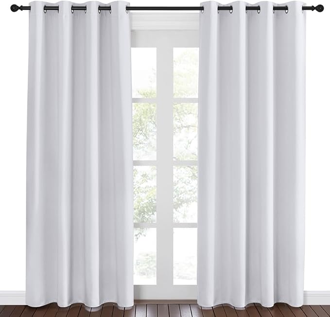 NICETOWN Room Darkening Window Curtain Panel - (Greyish White/Silver Grey Color) Solid Thermal Insulated Blind Privacy Drape for Bedroom,52x84 inches, 1 Pack by NICETOWN