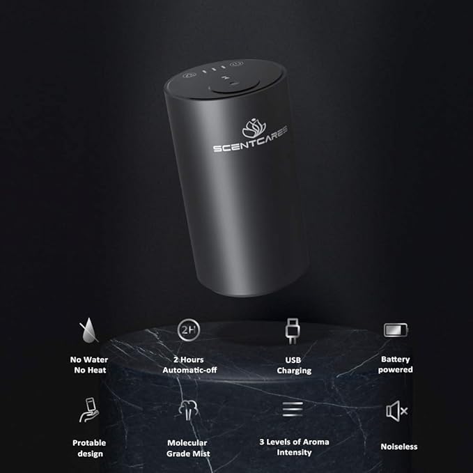 Sentiment Diffuser, Diffusers for Home, Scent Diffuser - Portable & Smart & Cordless Design, for 3 Cold Mist & Timer 1/2/3H (Black) - Image 3