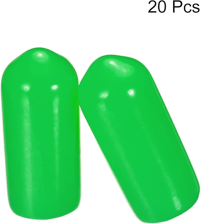 uxcell 20pcs Rubber End Caps 6mm(1/4") ID Vinyl PVC Round Tube Bolt Cap Cover Screw Thread Protectors Green - Image 2