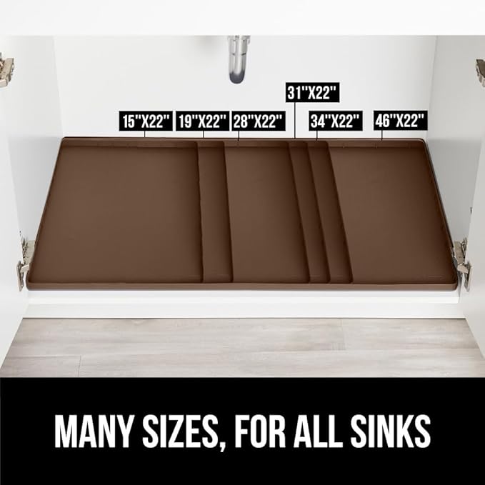 GORILLA GRIP Waterproof Silicone Under Sink Mat with Raised Lip for Kitchen and Bathroom, 34 x 22 in, Cabinet Shelf Liner Stay in Place Mats Dishwasher Safe Drawer Liner, Organizer Tray, Coffee - Image 8