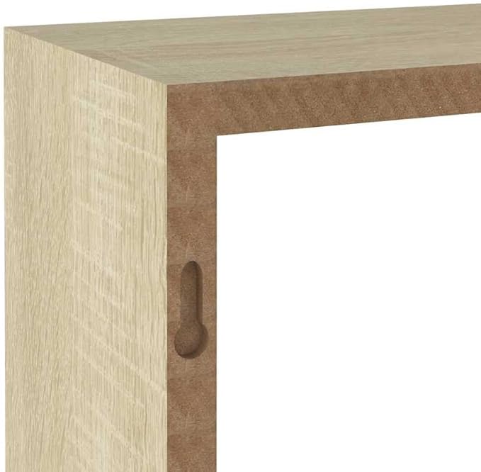 vidaXL 3 pcs Wall Cube Shelves in White and Sonoma Oak - Stylish Floating Shelves with Invisible Mounting, MDF Construction for Sturdy, Decorative Display - Image 5