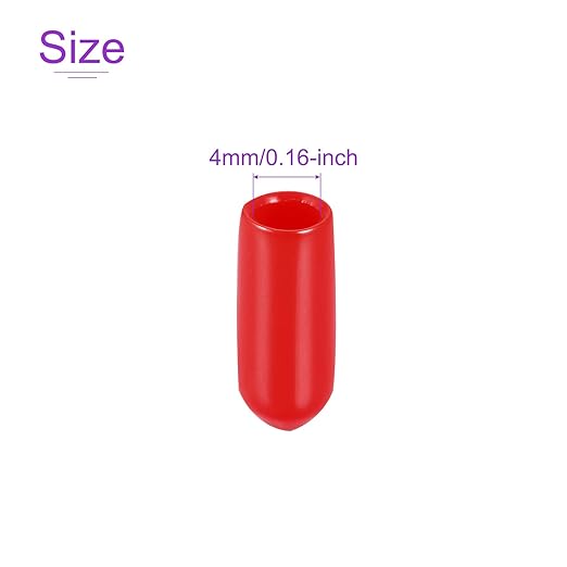 DMiotech 100 Pack 4mm ID Red Screw Thread Protectors Rubber End Caps Bolt Covers for Screw Bolt Furniture Pipe - Image 4
