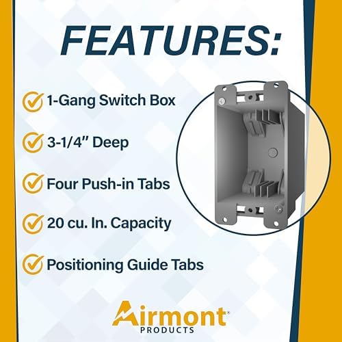 20 Cu in Deep Old Work Electrical Box, 1-Gang Non-Metallic PVC Outlet Box for Drywall, Remodel Electrical Box with Built-in NM Cable Clamps, Grey PVC Old Work Outlet Box - Image 6