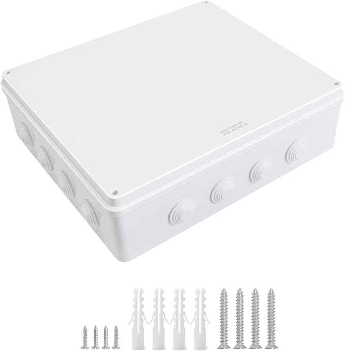 LeMotech ABS Plastic Dustproof Waterproof IP65 Junction Box Universal Electrical Project Enclosure White 15.7 x 13.8 x 4.7 inch (400 x 350 x 120 mm) by LeMotech