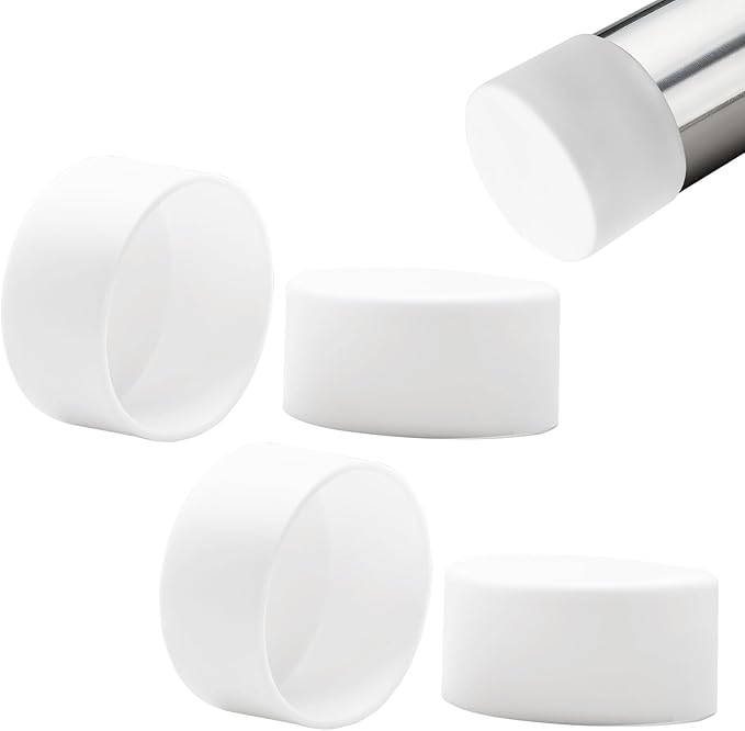 4 Pcs 2-3/8"(61 mm) Round Chair Leg Tips Caps, Silicone Rubber Furniture Leg Floor Protectors, Reduce Noise Folding Metal Chair Leg Cap Replacement for Bar Stool Leg Patio Indoor, White by BOPOREAE