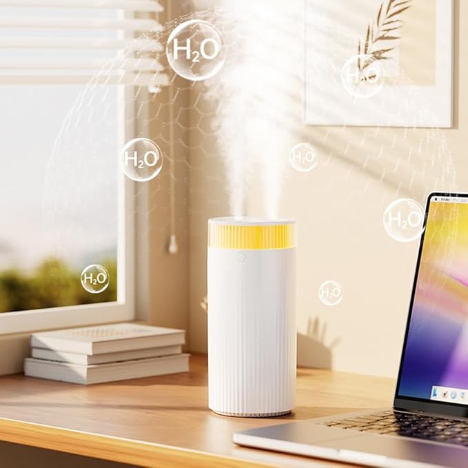 HomeBeyond Portable Mist Humidifier for Bedroom, 1.1L USB Charging and Plug-In Dual-Use, 28dB Quiet Dual Nozzle Air Humidifier for Home Baby Nursery & Plants, 8H Auto Shut-off and Warm Night Light - Image 2