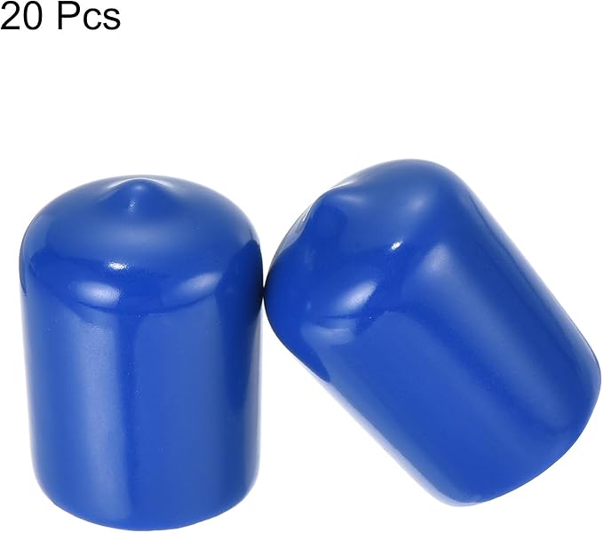 uxcell 20pcs Rubber End Caps 16mm ID Vinyl Round Tube Bolt Cap Cover Screw Thread Protectors Blue - Image 2