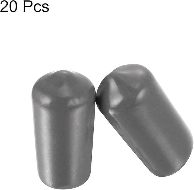 uxcell 20pcs Rubber End Caps 11mm ID Vinyl PVC Round Tube Bolt Cap Cover Screw Thread Protectors Dark Grey - Image 2