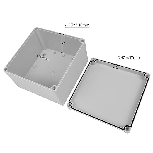 Junction Box，7.9"x 7.9"x 5.1" Outdoor Electrical Box with Mounting Plate, IP67 Dustproof Waterproof ABS Plastic Project Box, DIY Electrical Enclosure Gray (200x 200x 130 mm) - Image 3