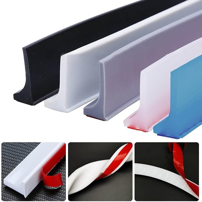 Shower Water Retention Strip - Silicone Multi-Color Water Containment - Fits Various Shower Areas for Bathroom Use(Blue 100cm) - Image 2