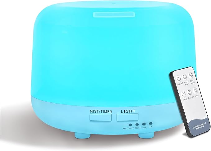 300ML Essential Oil Diffuser with Remote Control, 7 LED Color Changing Light, 8 Hour Cool Mist Fragrance Air Humidifier by Marchred