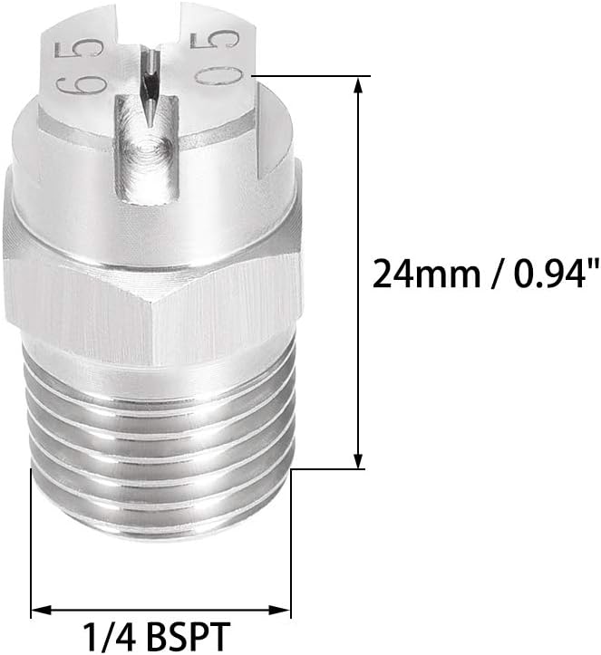 uxcell Flat Fan Spray Tip - 1/4BSPT Male Thread 304 Stainless Steel Nozzle - 65 Degree 1.4mm Orifice Diameter - 2 Pcs - Image 2