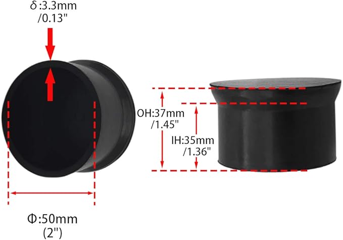 Flyshop 2", 50 mm, Patio Round Chair Leg Caps, Furniture Table Feet Covers Floor Protectors, Anti-Skid Durable Thick Rubber Leg Tips, 8 Pack, Black - Image 5