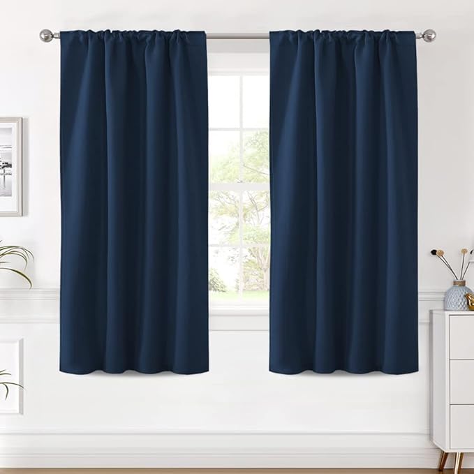 H.VERSAILTEX Blackout Curtains Thermal Insulated Window Treatment Panels Room Darkening Blackout Drapes for Living Room Back Tab/Rod Pocket Bedroom Draperies (2 Panels, Navy Blue, 42 x 63 Inch) - Image 2
