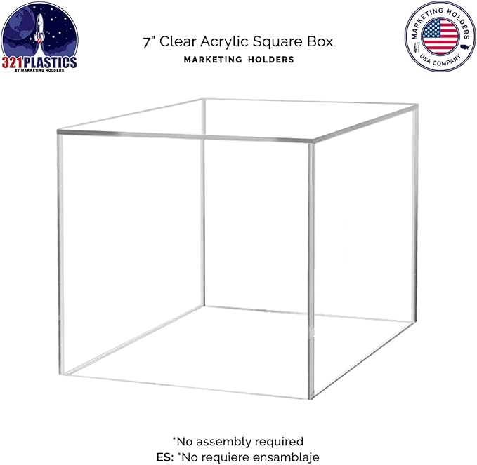 7 Inch Clear Acrylic Display Box with One Open Side No Lid Versatile Square Merchandise Storage Bin or Retail Product Riser No Assembly by Marketing Holders - Image 6