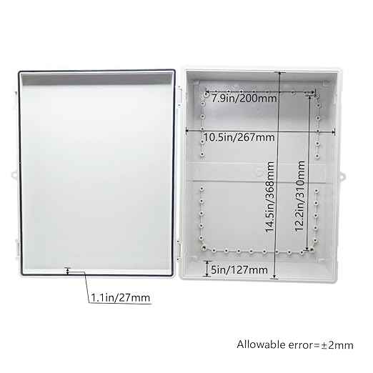 Zulkit Junction Box ABS Plastic Waterproof IP65 Electrical Boxes Hinged Shell Outdoor Universal Project Enclosure with Mounting Plate and Wall Brackets Grey (390x290x160 mm) - Image 3