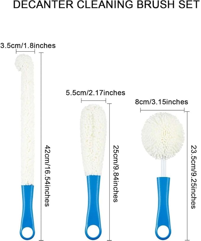 Wine Decanter Cleaning Brush,Wine Glass Cleaner Brush Wine Carafe Cleaner Flexible Bottle Scourer Cleaning Brush Tools for Goblets,Glasses(3PCS/Set) - Image 4