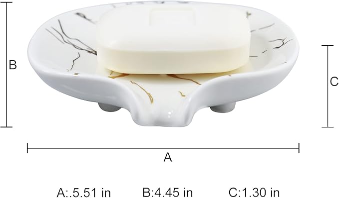 Ceramic Marble Texture Soap Dish,Self Draining Slot,Ceramic Self Draining Soap Dish Portable,Bathroom Accessories for Shower,Bathroom,Kitchen, Sink,Countertop,for Travelling,Camping,Gym - Image 4