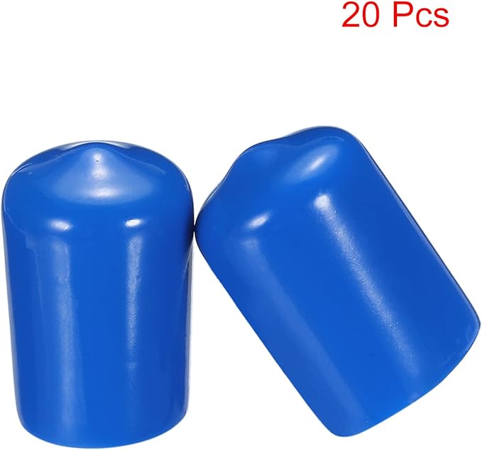 uxcell 20pcs Rubber End Caps 14mm ID Vinyl PVC Round Tube Bolt Cap Cover Screw Thread Protectors Blue - Image 2
