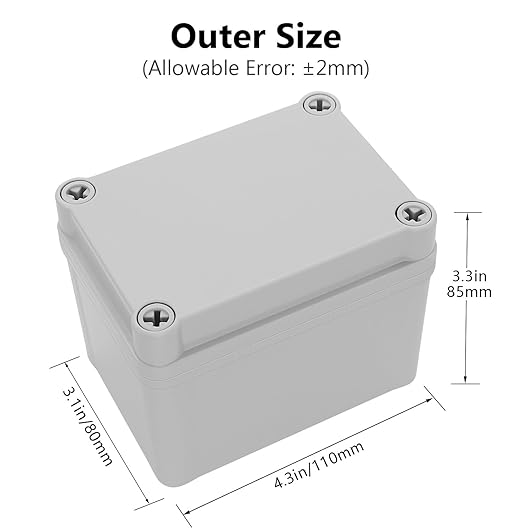 LeMotech Junction Box IP67 Waterproof Dustproof ABS Plastic Project Box for Electrical Outdoor Enclosure Gray 4.3 x 3.1 x 3.3 inch (110 x 80 x 85 mm),2 Pack - Image 2