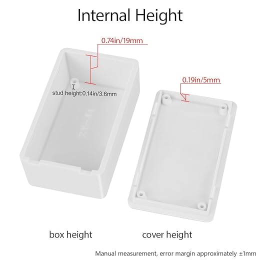 LeMotech Project Box 10 Pieces ABS Plastic Electrical Project Case Small Junction Box for Electronics White 2.83 x 1.65 x 0.91 inch (72x 42x 23 mm) - Image 4
