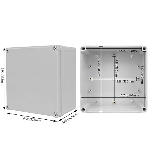 Junction Box，6.9"x 6.9"x 3.9" Outdoor Electrical Box with Mounting Plate, IP67 Dustproof Waterproof ABS Plastic Project Box, DIY Electrical Enclosure Gray (175x 175x 100 mm) - Image 2