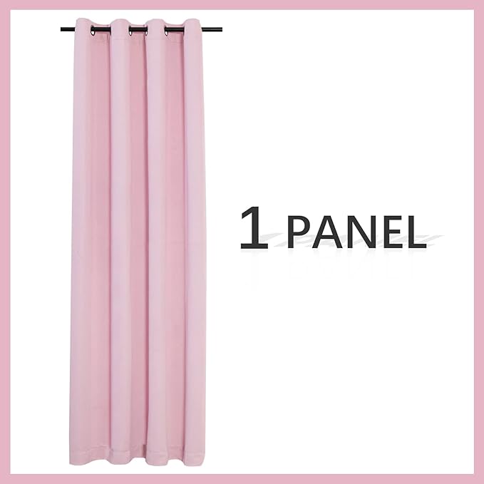 MYSKY HOME Blackout Curtains for Bedroom, Grommet Room Darkening Curtains, Amazing Triple Weave Thermal Insulated Curtains, 1 Curtain Panel, 52 x 84 Inch, Pink - Image 4