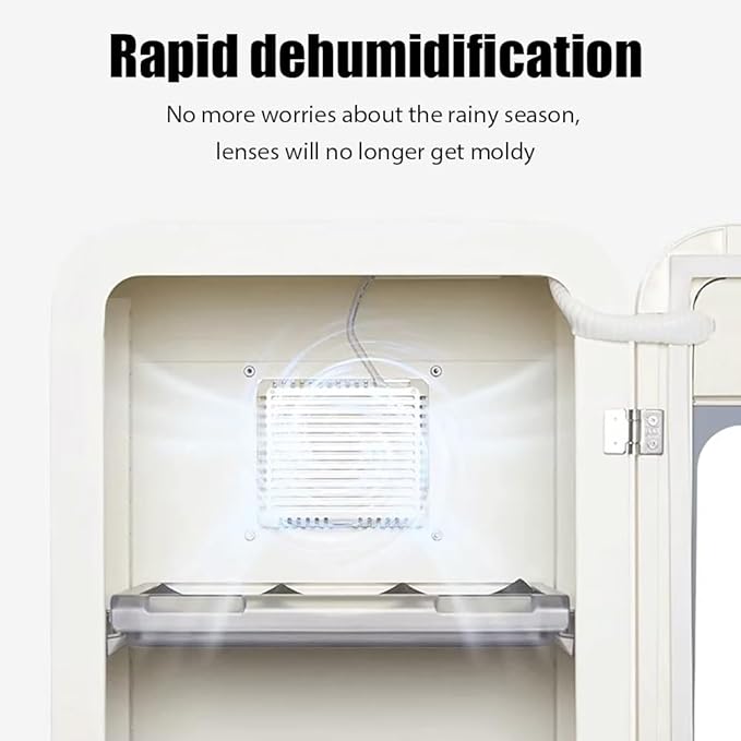 Electronic Dry Cabinet Box with Lock,Camera Lens Dry Cabinet 40L,Modern Camera Storage Box,Temperature Humidity LED Dual Screen,for Documents and Instruments,White - Image 5