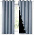 NICETOWN Extra Long Truly Blackout Drapes for Hall and Villa, 46" Width Each Panel, 45" Length, Vintage Blue, 2 Pieces, 100% Blackout Window Curtain Panels with Black Lined for Night Shift Worker by NICETOWN