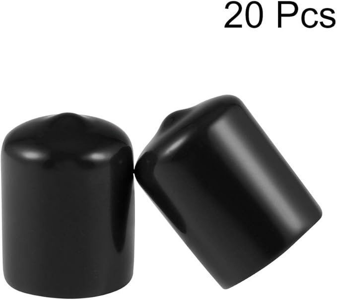 uxcell 20pcs Rubber End Caps 20mm ID Vinyl Round Tube Bolt Cap Cover Thread Protectors Black - Image 2