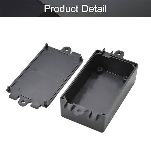 Fielect 10Pcs Dustproof Electronic Junction Box Plastic Enclosure Project Box with Ear for Electronic Projects ABS Black 2.56 x 1.50 x 0.87 inch - Image 2